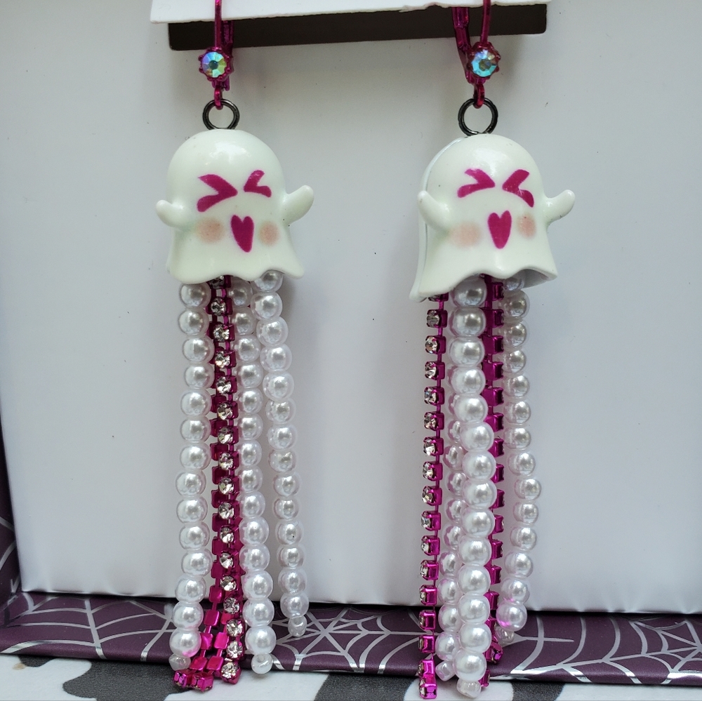 Betsey Johnson Ghost Dangle Earrings crystals